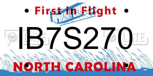 IB7S270 North Carolina License Plate