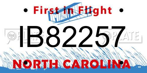 IB82257 North Carolina License Plate
