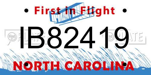 IB82419 North Carolina License Plate