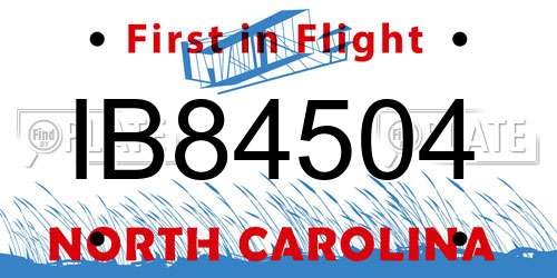 IB84504 North Carolina License Plate