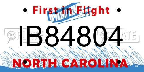 IB84804 North Carolina License Plate