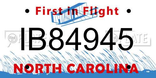 IB84945 North Carolina License Plate
