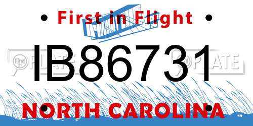 IB86731 North Carolina License Plate