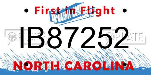 IB87252 North Carolina License Plate
