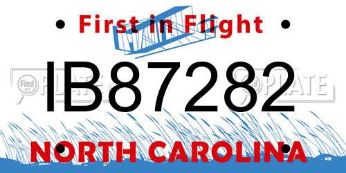 IB87282 North Carolina License Plate