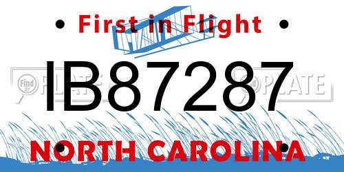IB87287 North Carolina License Plate