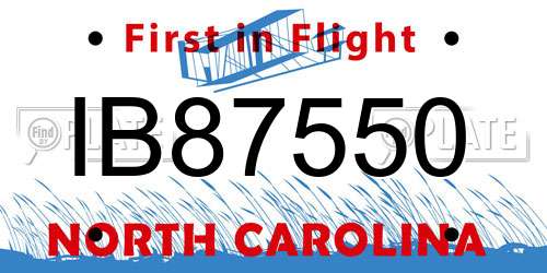 IB87550 North Carolina License Plate