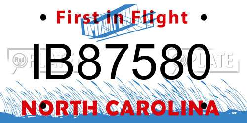 IB87580 North Carolina License Plate