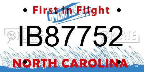 IB87752 North Carolina License Plate