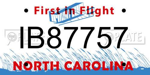IB87757 North Carolina License Plate