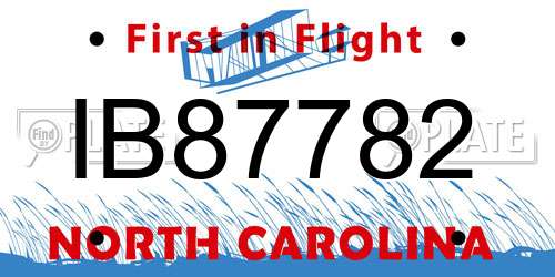 IB87782 North Carolina License Plate