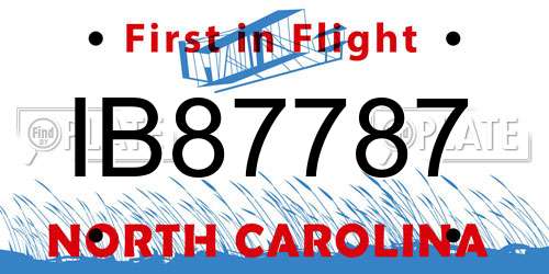 IB87787 North Carolina License Plate