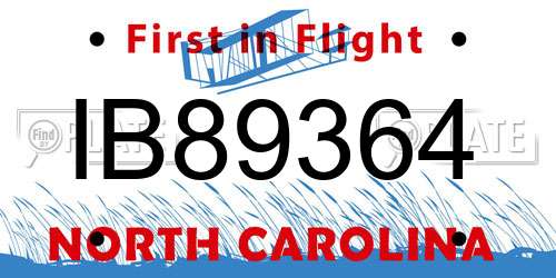 IB89364 North Carolina License Plate