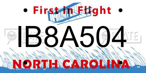 IB8A504 North Carolina License Plate
