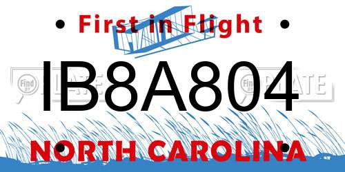IB8A804 North Carolina License Plate