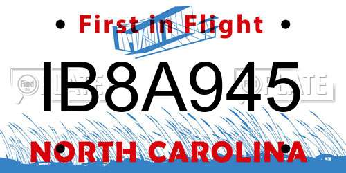 IB8A945 North Carolina License Plate