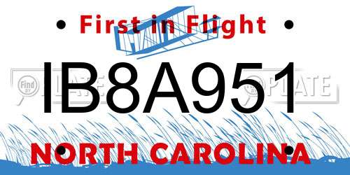 IB8A951 North Carolina License Plate