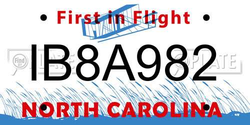 IB8A982 North Carolina License Plate