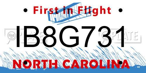 IB8G731 North Carolina License Plate