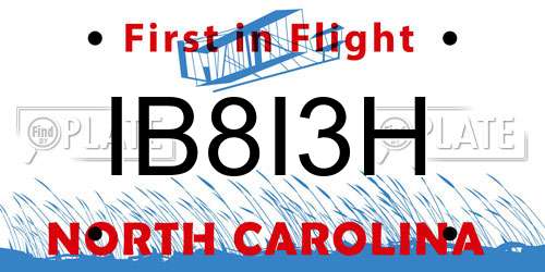 IB8I3H North Carolina License Plate