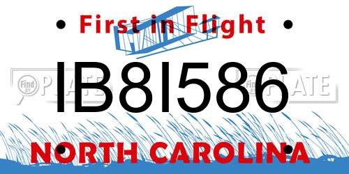 IB8I586 North Carolina License Plate