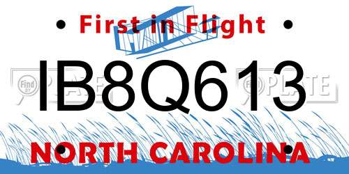 IB8Q613 North Carolina License Plate