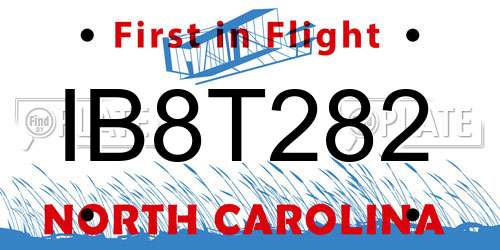 IB8T282 North Carolina License Plate