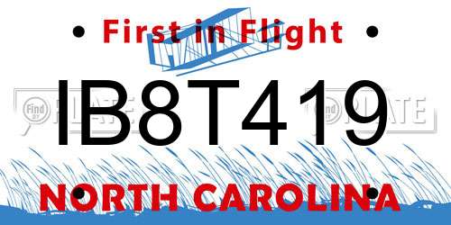 IB8T419 North Carolina License Plate