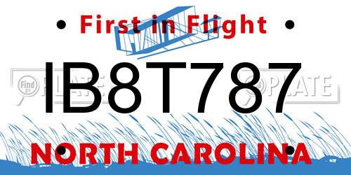 IB8T787 North Carolina License Plate