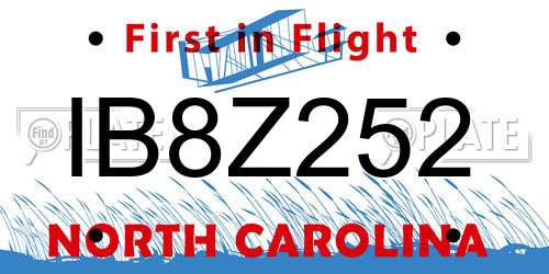 IB8Z252 North Carolina License Plate