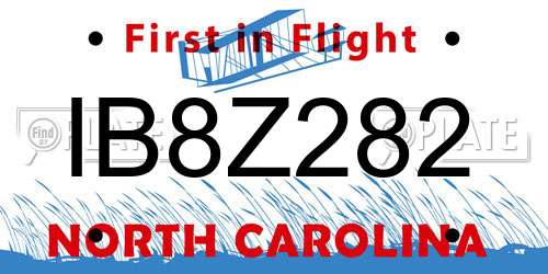 IB8Z282 North Carolina License Plate