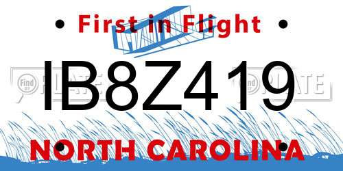 IB8Z419 North Carolina License Plate
