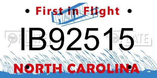 IB92515 North Carolina License Plate