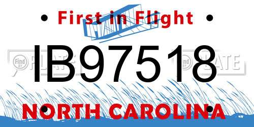 IB97518 North Carolina License Plate