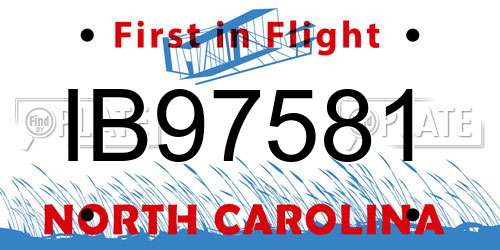 IB97581 North Carolina License Plate