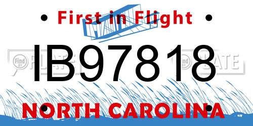 IB97818 North Carolina License Plate