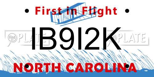 IB9I2K North Carolina License Plate