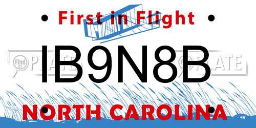 IB9N8B North Carolina License Plate