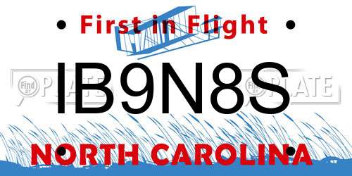 IB9N8S North Carolina License Plate