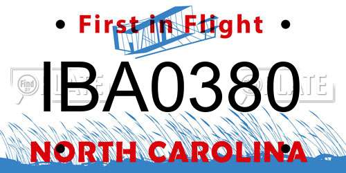 IBA0380 North Carolina License Plate