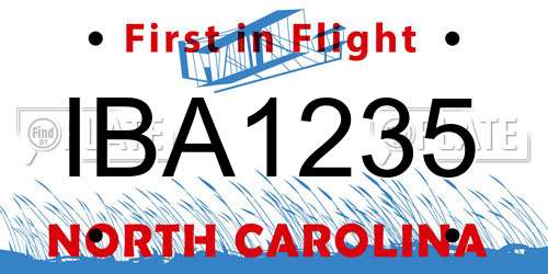 IBA1235 North Carolina License Plate
