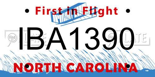 IBA1390 North Carolina License Plate