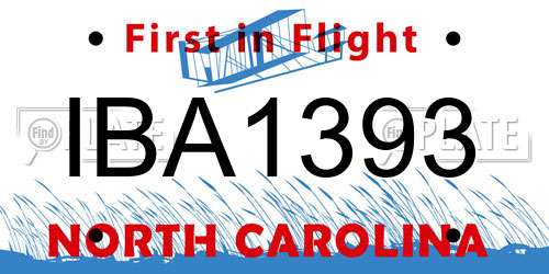 IBA1393 North Carolina License Plate