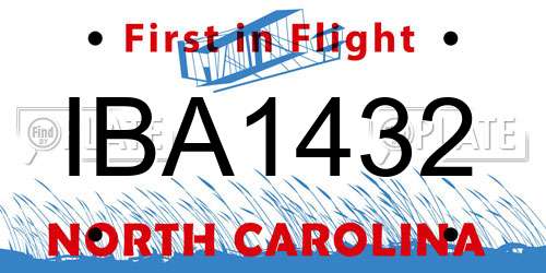 IBA1432 North Carolina License Plate
