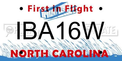 IBA16W North Carolina License Plate