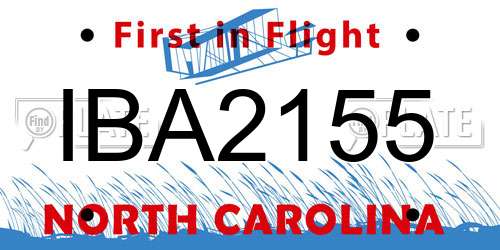 IBA2155 North Carolina License Plate