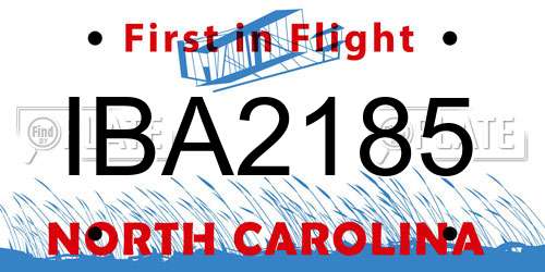 IBA2185 North Carolina License Plate
