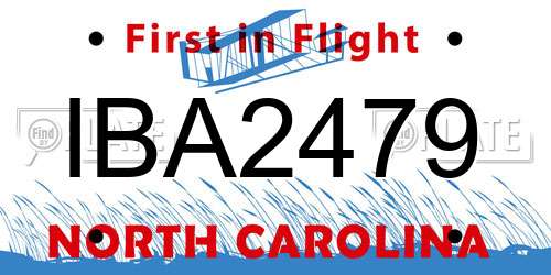 IBA2479 North Carolina License Plate