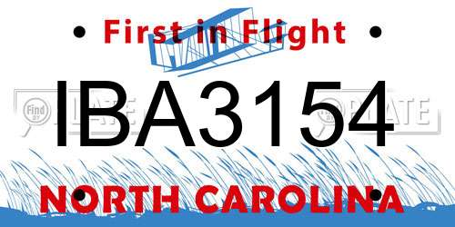 IBA3154 North Carolina License Plate