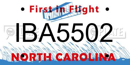 IBA5502 North Carolina License Plate